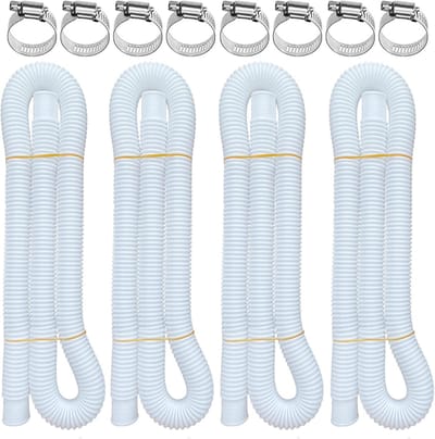 4-stuks Zwembadslangen voor Oppervlaktezwembaden – 1,25 x 59 inch Filterpomp Slangen, Geschikt voor Intex Filterpomp modellen 607 en 637, inclusief 8 metalen klemmen (4)