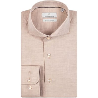 Thomas Maine Overhemd Bari Cutaway Cotton Cashmere Blend Zand / male
