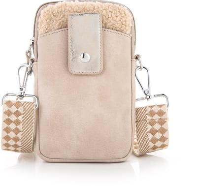 Tas - Schouder tasje - Telefoon tasje - Beige - bont - pu - cadeau tip