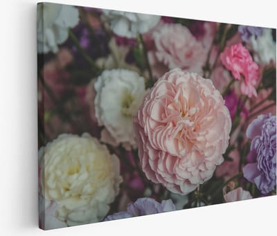 Saammp Muurcirkel Hout - Kleurrijke bloemen portret - Natuur - Abstract - Ø 90 - Wandcirkel - Wanddecoratie Cirkel - Muurdecoratie Woonkamer - Kantoor Decoratie