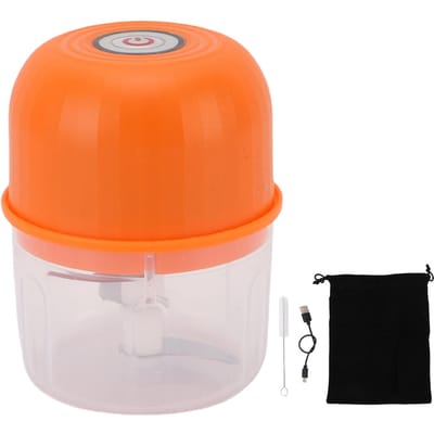 Knoflookhakker 3 Messen Multifunctioneel 260ML Elektrische Knoflookmolen voor Ui Gember Chili Noten L(for 6.5-9kg) oranje