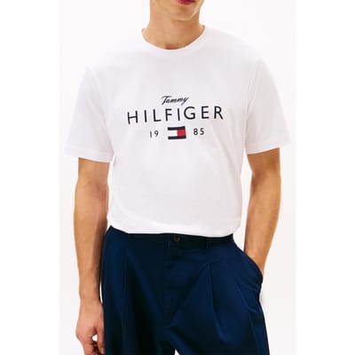 Tommy Hilfiger Logo Graphic Jersey Crew Neck T-shirt White Taglia: S | T-shirt stampate Outlet | Uomo | Bianco