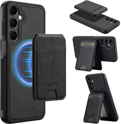 LC.IMEEKE Hoesje - Geschikt voor Samsung Galaxy A17 Hoesje - LC.IMEEKE L3 - Leather Back Cover met Pasjeshouder - MagSafe Compatible - Zwart