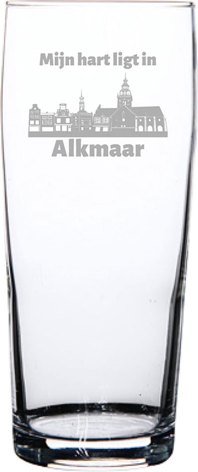 Gegraveerde bierfluitje 19cl Alkmaar