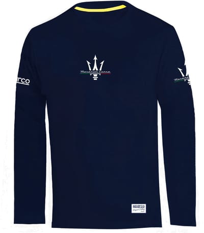 Sparco Longsleeve T-Shirt Maserati T-Shirt - Marineblauw/Wit — XXL