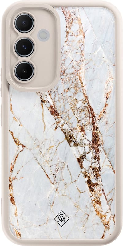 Casimoda® hoesje - Geschikt voor Samsung Galaxy A55 - Marmer Goud - Zwart TPU Backcover - Marmer - Goudkleurig