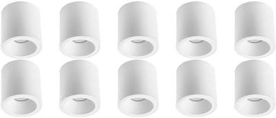 Opbouwspot 10 Pack - Pragmi Cliron Pro - GU10 Fitting - Opbouw Rond - Mat Wit - Aluminium - Verdiept - Ø90mm