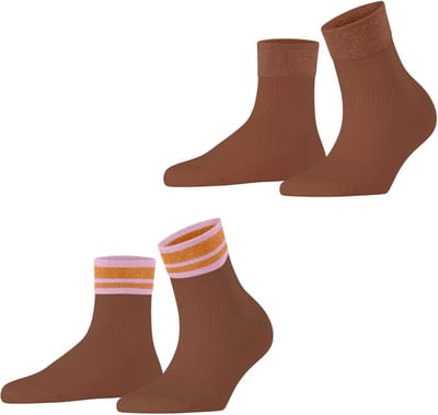 Esprit Retro Glitter 2-Pack gedessineerd katoen multipack sokken dames roze - maat 35-38