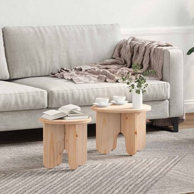vidaXL - Salontafel - 2 - st - Naturel - 39.5 - x - 39.5 - x - 30 - cm - Massief - grenenhout