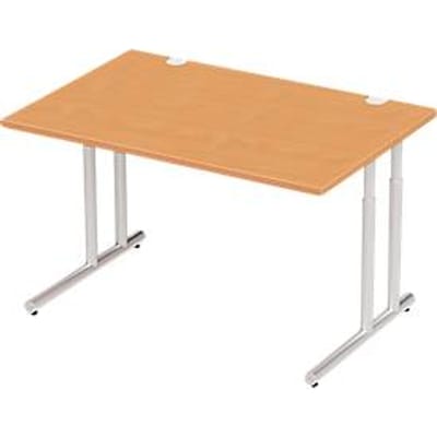 Schäfer Shop Select Desk COMBITEC, rechthoekig, C-poot, B 1200 x D 800 x H 677-817 mm, beuken/wit aluminium