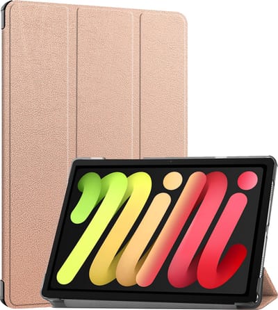 Hoes - Geschikt voor Apple iPad Mini 7 (2024) - 8.3 inch - 7e Generatie - Dun & Stevig - Trifold Bookcase - Hard Cover - Hardcover Book Case - Tablet Hoesje - Rosé goud