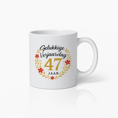Gelukkige 47ste Verjaardag Mok met Bloemen Design 330ml – Ideaal Cadeau voor Verjaardagsvieringen