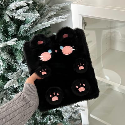 A6 Binder Fotokaarthouder Schattig Pluche Hond Kat Fotoalbum Kpop Idol Fotokaarten Verzamelboek Student School Notitieboek Briefpapier zwart