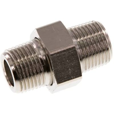 R 3/8'' Vernikkeld Messing Borstnippel 3-delig met Conische afdichting 16 Bar [2 Stuks]