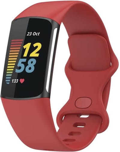 By Qubix - Compatible Fitbit bandje - Geschikt voor Fitbit Charge 5 - Fitbit Charge 6 Sportbandje met dubbele lus - Rood - Maat: S - Horlogeband - smartwatchbandje