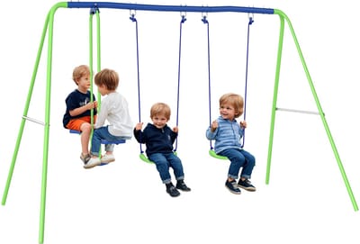Outsunny-Kinderschaukel-Metall, PE-280L x 140B x 178H cm-Grün