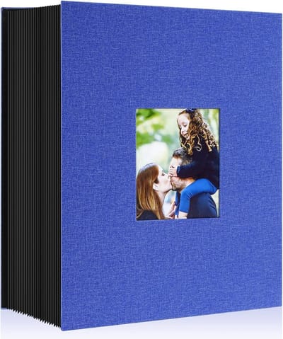 Fotoalbum 10 x 15 cm met 1000 vakken - Groot formaat linnen album voor horizontale en verticale foto's (Blauw)