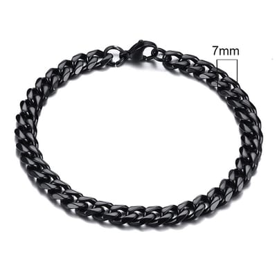 Zilverkleurige Roestvrij Stalen Armband 7mm - zwart - LMPiercings