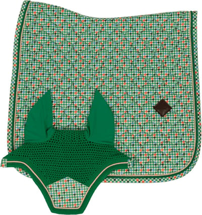 Kentucky Horsewear - Zadeldoek velvet horse pied de poule lichtgroen colorfull dressuur