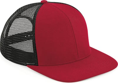 Beechfield 'Original Flat Peak 6 Panel Trucker Cap' Rood/Zwart