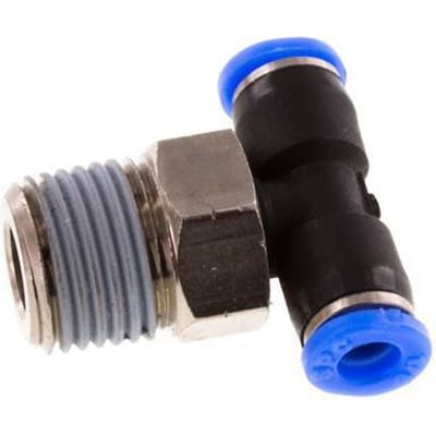 1/8'' x 1/8'' NPT inline T-stuk Messing/PBT Insteekfitting Buitendraad Draaibaar NBR [2 Stuks]
