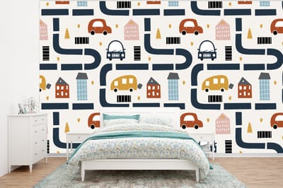 Behang - Fotobehang Design - Jongens - Auto - Kinderen - Breedte 320 cm x hoogte 240 cm