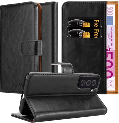 Cadorabo Hoesje geschikt voor Samsung Galaxy S22 PLUS in ZWART GRAFIET - Beschermhoes met magnetische sluiting, standfunctie en kaartvakje Book Case Cover Etui