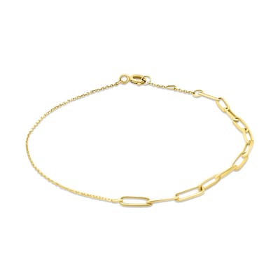 New Bling 9NBSAM-G230351 Gouden Armbandje Fantasie - Ankerschakel 0,6mm - Fantasie - 2,3mm - 16+1+1cm - 14 Karaat - Goud