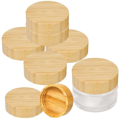 Dailygoods- Bamboodeksel 40mm - Set van 5 - Houten Deksel - Herbruikbaar - Geschikt voor Flessen - Cosmetische Verpakking - Voorzien van een stevige constructie