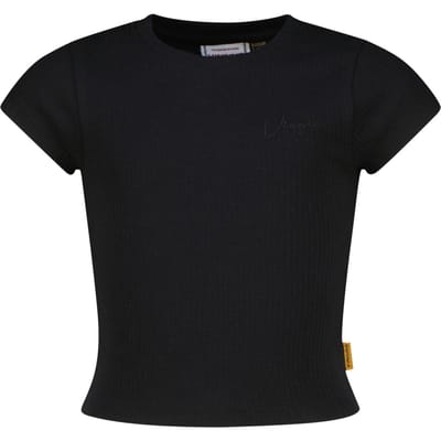 Vingino Girls Basic-crop Rib Tee T-shirt Deep Black Taglia: 12 | Outlet | kids | Nero