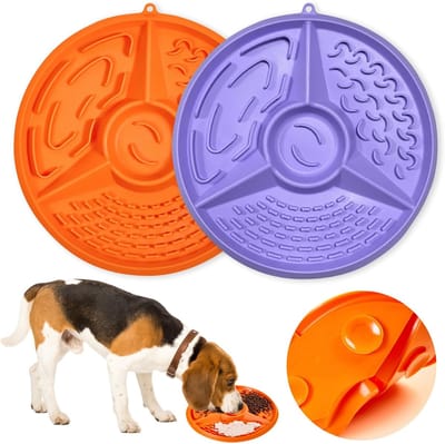 Famanu – Set van 2 siliconen likmatten met noppen, slow feeder voor honden en katten, inclusief spatel