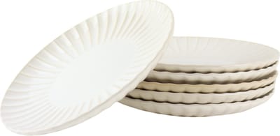 OTIX Ontbijtbordenset - 6 Persoons - Desertbord - 21cm - Wit - Keramiek - Gebaksbordjes - SOLIS