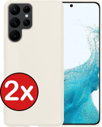 Hoesje - 2 Stuks - Geschikt voor Samsung Galaxy S22 Ultra - Sterk & Shockproof - Telefoonhoes - Back Cover - Case Siliconen - Telefoon Hoes - Wit