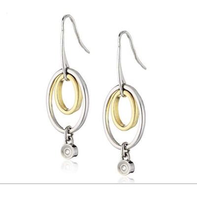 Orphelia ZO-5705 - Oorhanger bicolor Oval - Zilver 925 verguld - Diamant 0.02 ct - 4.2 cm