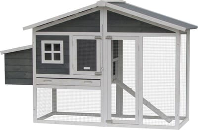Flamingo kippenhok Vigo Rustic - wit/grijs 187 x 75 x 120 cm