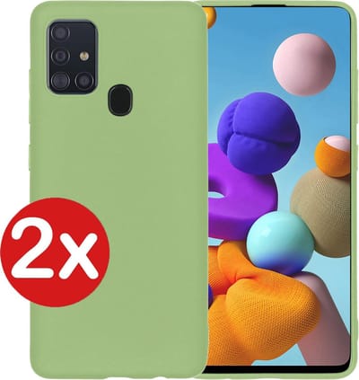 Hoesje - 2 Stuks - Geschikt voor Samsung Galaxy A21s - Sterk & Shockproof - Telefoonhoes - Back Cover - Case Siliconen - Telefoon Hoes - Groen