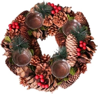 Kandelaars Kandelaar Voor Bruiloft Middelpunt Of Kerst Tafeldecoratie Dennenappel Bessen Bos Rustieke Kandelaars Bureaubladdecoratie