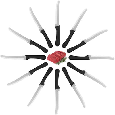 Dailygoods- Keukenmessenset 12-delig - Professionele Messen - Roestvrij Stalen Messen - Steakmessen - Lemmetlengte 12,5 cm - Comfortabele Handgreep