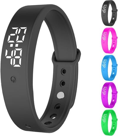 Trilwekker Armband - Stille Alarm - Herinnering Dragen - 10 Dagelijkse Alarmen - 24 x 1.5 cm - Zwart