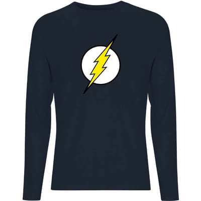 Justice League Flash Logo Men's Long Sleeve T-Shirt - Navy - M