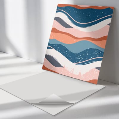 Wallfluent Vinyl Tegels - Golven in Abstracte Patronen Zelfklevende Vinyl Tegels - 30 cm x 30 cm - Blauw Vinyl Tegels - 9 stuks - Vierkant PVC Tegels - Patroon Plaktegels - Vloer Tegels PVC - Plaktegels Keuken en Badkamer
