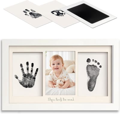 Baby Hand- en Voetafdrukset met Fotoframe - Inclusief Inktpad en 3 Stempels voor Newborns, Doopfeesten en Babyshowers