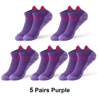 Lot de 5 Paires Chaussettes Basses Athlétiques Rembourrées Respirantes Performance Fitness Bande Coton Chaussettes de Course pour Femme Haute Qualité Pratique Usage Quotidien EU 36-40 US 6-10 blue