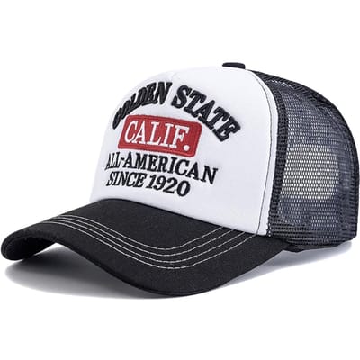Nouveau Style Unisexe Mode Casquettes Trucker California Golden State Brodé Casquette Baseball Maille Pour Hommes Femmes Extérieur Streetwear Casquette 56cm-60cm blanc noir