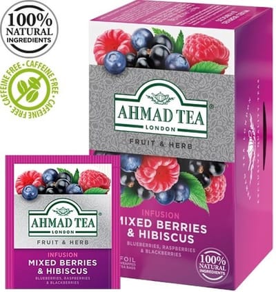 Ahmad Tea London Mixed Berries & Hibiscus – Gemengde Bessen & Hibiscus Infusie – 20 Theezakjes
