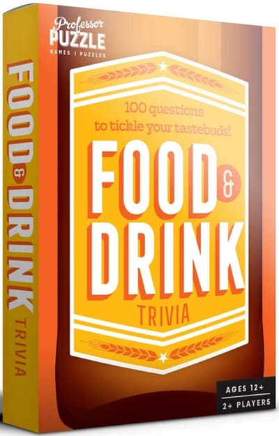 Professor Puzzle quizspel Food & Drink Trivia kaartspel 100 vragen.
