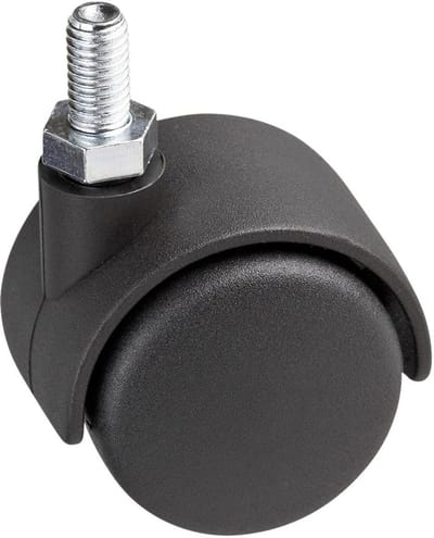 Dubbele Zwenkwiel Ø 40mm met Schroefdraad - Harde Kunststof Rol voor Meubels en Transport tot 20kg