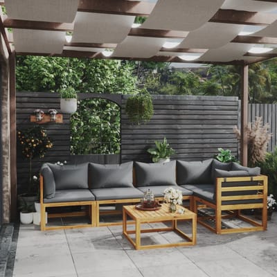 vidaXL - 6-delige - Loungeset - met - kussens - massief - acaciahout