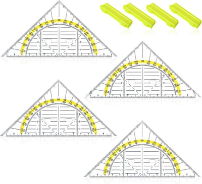 Geodriehoek transparant - 14 centimeter - Kunststof - Schoolgereedschap