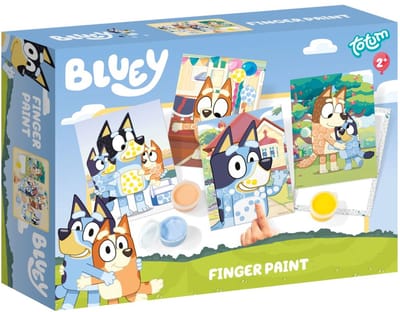 Totum Bluey vingerverf pakket - Inclusief kindveilige verf - educatief speelgoed jongens en meisjes vanaf 2 jaar - knutselen verven peuter kleuter